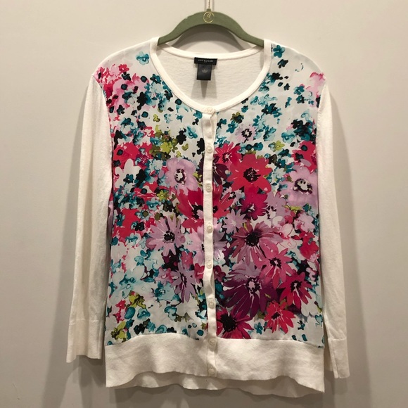 Ann Taylor White Floral Cardigan - Picture 1 of 5